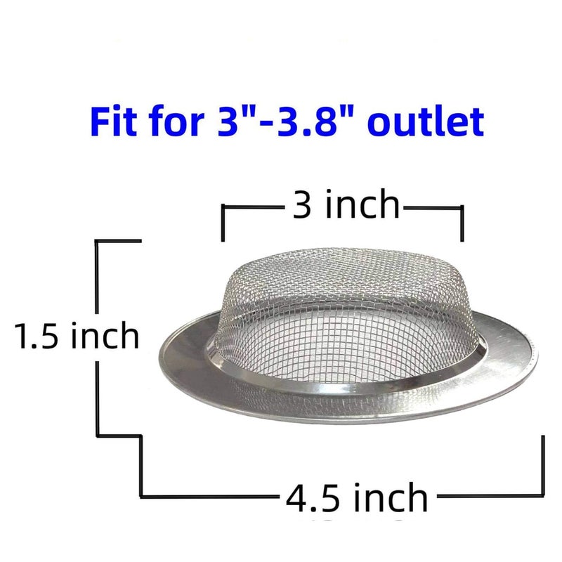 YouYou 2 Pack 4.5" Kitchen Sink Drain Strainers, Stainless Steel Drain Cover with Anti Clogging Mesh, Thicken Edge - Image 2